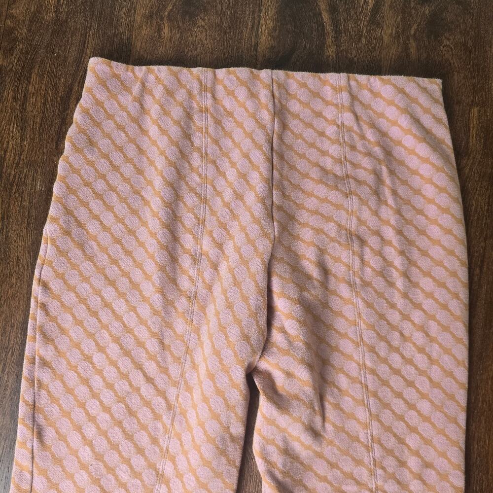 Anthropologie Maeve The Margot Cropped Kick Flare Pants Ankle Knit Pink Rose Dot - Picture 6 of 8